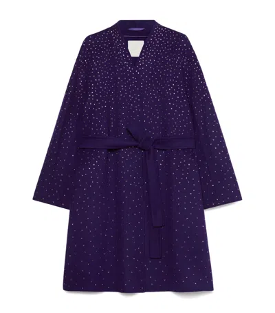 Marina Rinaldi Virgin Wool-cashmere Embellished Coat In Purple