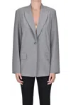 Marina Rinaldi Viscose-blend Blazer In Gray