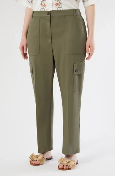 Marina Rinaldi Visiera Cotton Cargo Pants In Green