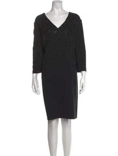 Pre-owned Marina Rinaldi V-neck Knee-length Dress In Black