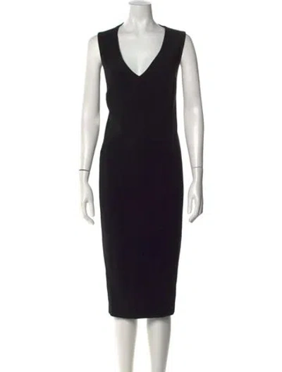 Pre-owned Marina Rinaldi V-neck Knee-length Dress In Black
