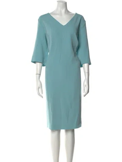 Pre-owned Marina Rinaldi V-neck Knee-length Dress In Blue