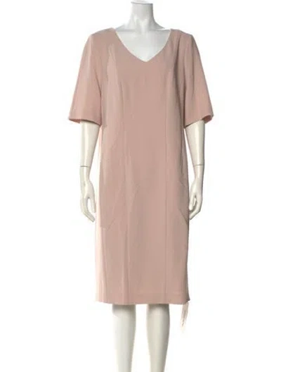 Pre-owned Marina Rinaldi V-neck Knee-length Dress In Pink