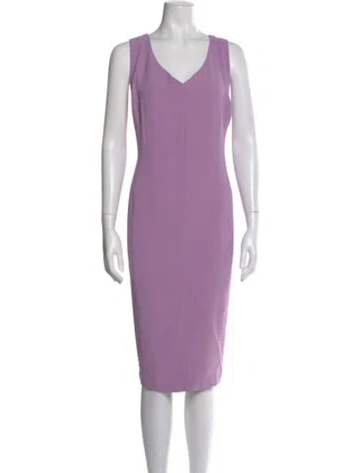 Pre-owned Marina Rinaldi V-neck Knee-length Dress W/ Tags In Purple