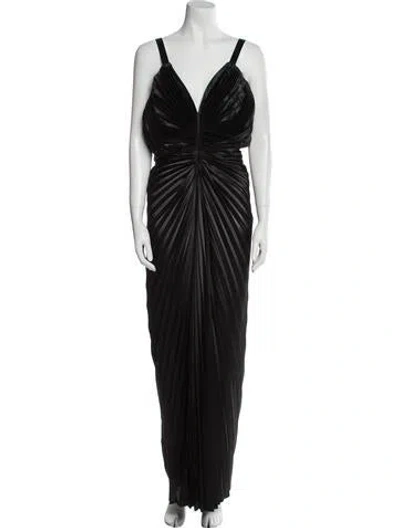 Pre-owned Marina Rinaldi V-neck Long Dress In Black