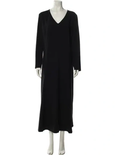 Pre-owned Marina Rinaldi V-neck Long Dress In Black