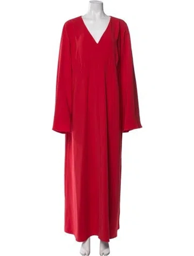 Pre-owned Marina Rinaldi V-neck Long Dress In Red