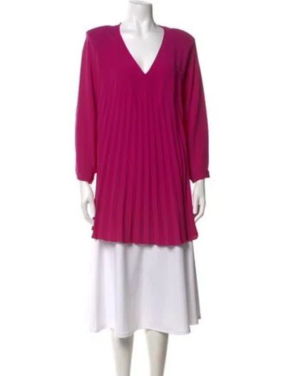 Pre-owned Marina Rinaldi V-neck Long Sleeve Tunic In Pink