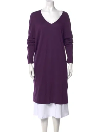 Pre-owned Marina Rinaldi V-neck Long Sleeve Tunic In Purple