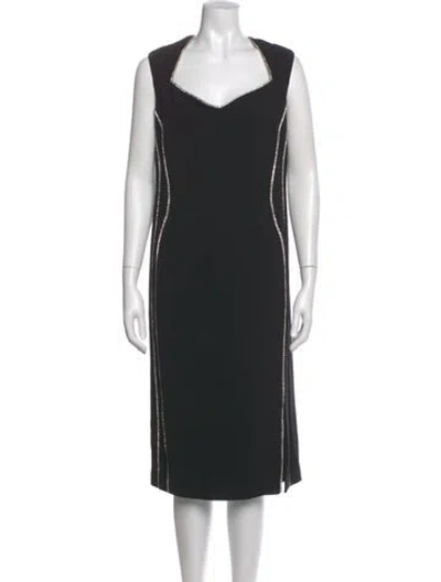 Pre-owned Marina Rinaldi V-neck Midi Length Dress W/ Tags In Black