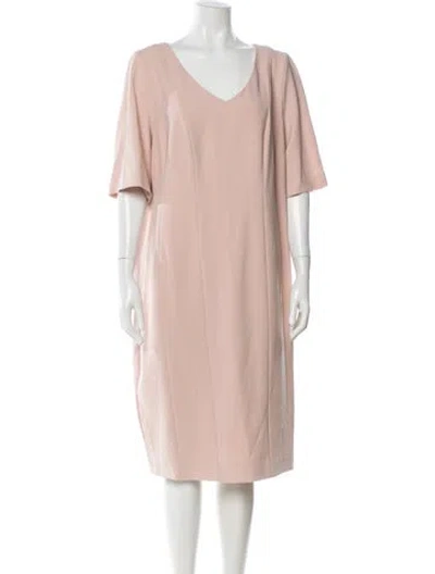 Pre-owned Marina Rinaldi V-neck Midi Length Dress W/ Tags In Pink