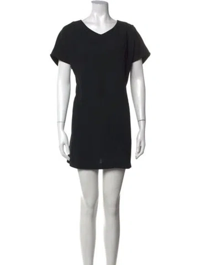Pre-owned Marina Rinaldi V-neck Mini Dress In Black