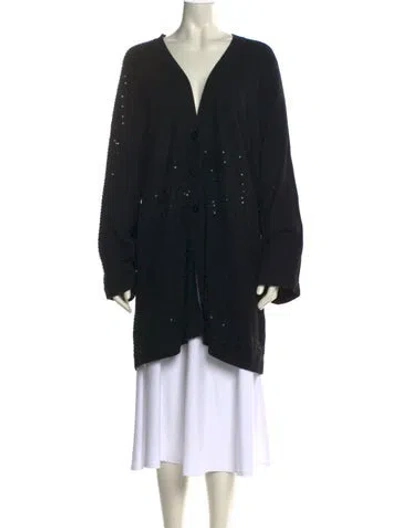 Pre-owned Marina Rinaldi V-neck Sweater In Black