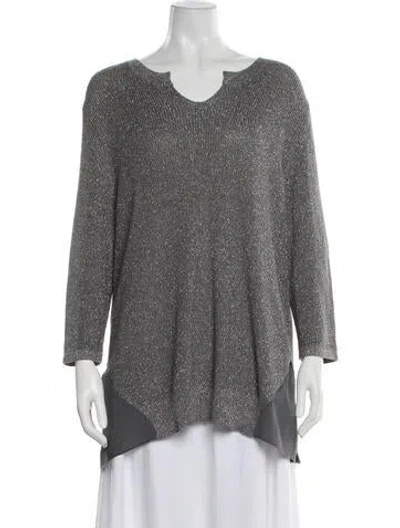 Pre-owned Marina Rinaldi V-neck Sweater In Gray