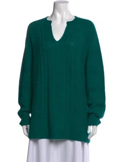 Pre-owned Marina Rinaldi V-neck Sweater In Green