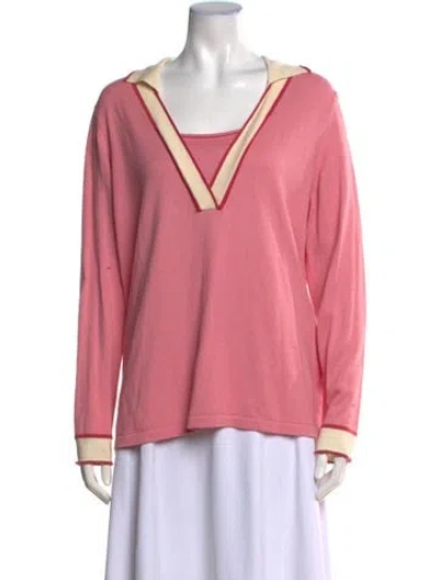 Pre-owned Marina Rinaldi V-neck Sweater In Pink