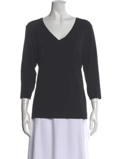 Pre-owned Marina Rinaldi V-neck Three-quarter Sleeve Top In Gray