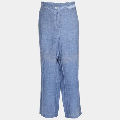 Marina Rinaldi Voyage By  Blue Linen Trousers