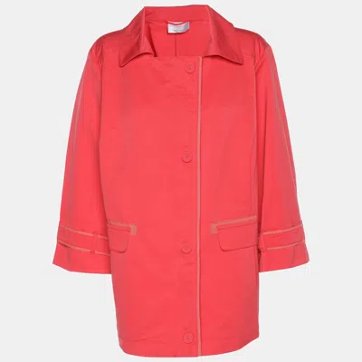 Marina Rinaldi Voyage By  Coral Red Gabardine Rain Coat