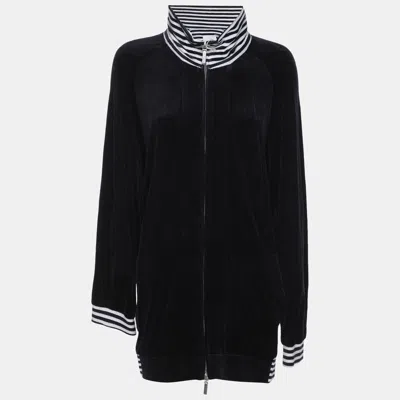 Pre-owned Marina Rinaldi Voyage By  Navy Blue Jersey Zip-up Jacket Xl