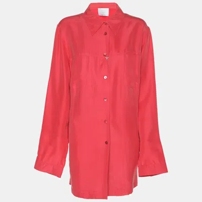 Pre-owned Marina Rinaldi Voyage By  Red Satin Long Sleeve Shirt L