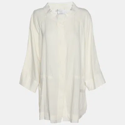 Marina Rinaldi Voyage By  White Linen Shirt Jacket