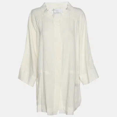Pre-owned Marina Rinaldi Voyage By  White Linen Shirt Jacket L