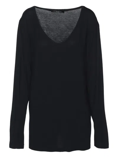 Pre-owned Marina Rinaldi V-neck Long-sleeve T-shirt In Blue