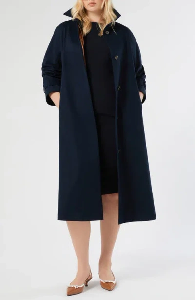 Marina Rinaldi Water Repellent Cotton Gabardine Trench Coat In Blue