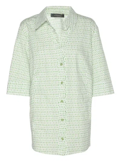 Pre-owned Marina Rinaldi Cotton Spot-print Shirt In White