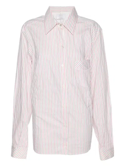 Pre-owned Marina Rinaldi Striped Removable-collar Shirt In White