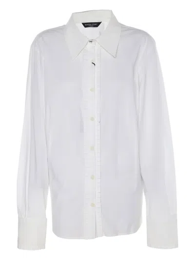 Pre-owned Marina Rinaldi Cotton Pleated Shirt In White