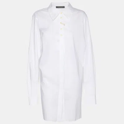 Pre-owned Marina Rinaldi White Cotton Button Front Long Shirt L