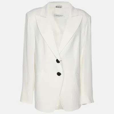 Marina Rinaldi White Crepe Single Breasted Blazer