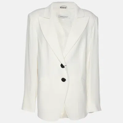 Pre-owned Marina Rinaldi White Crepe Single Breasted Blazer L