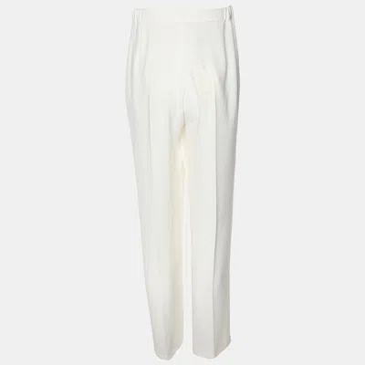 Pre-owned Marina Rinaldi White Jersey Wide Leg Trousers L