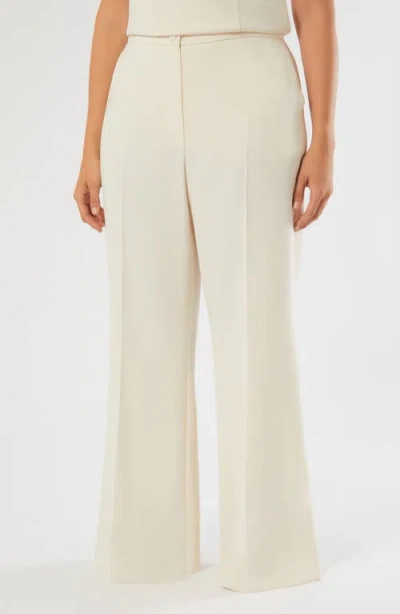 Marina Rinaldi Wide Leg Cady Pants In Yellow
