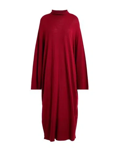 Marina Rinaldi Woman Midi Dress Burgundy Size L Acrylic, Virgin Wool In Red