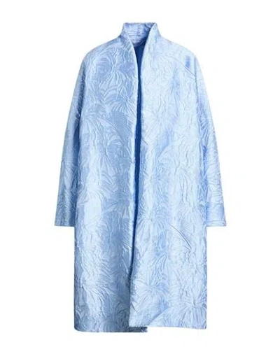 Marina Rinaldi Woman Overcoat & Trench Coat Sky Blue Size 16 Polyester, Nylon, Acrylic