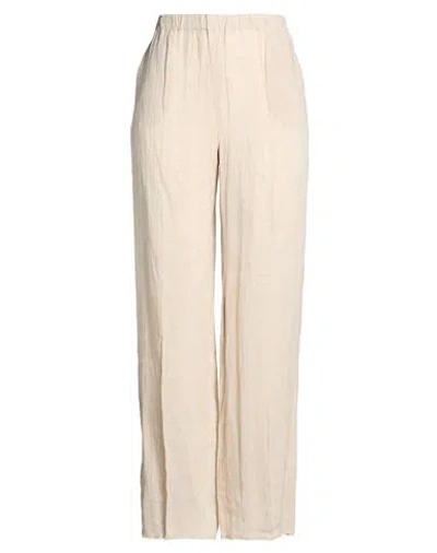 Marina Rinaldi Woman Pants Beige Size 14 Linen In White