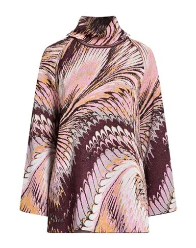 Marina Rinaldi Woman Turtleneck Pink Size S Viscose, Polyamide, Polyester, Metallic Fiber In Multi