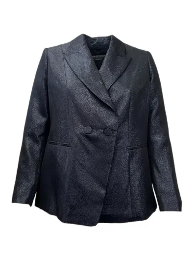 Pre-owned Marina Rinaldi Women's Black Casetta Double Breasted Blazer