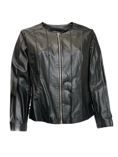 Pre-owned Marina Rinaldi Women's Black Eroe Sheepskin Leather Jacket