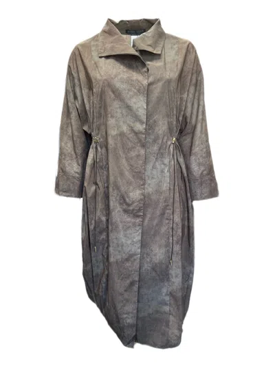Pre-owned Marina Rinaldi Women's Brown Tebe Elastic Waist Rain Coat Size