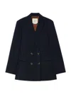 Marina Rinaldi Fox Double Breasted Jacket In Blue