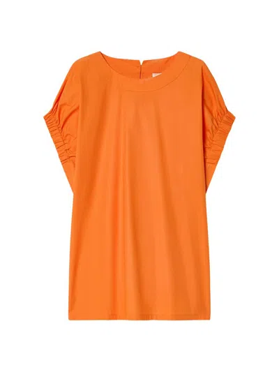 Marina Rinaldi Epoca Cotton Poplin Top In Orange