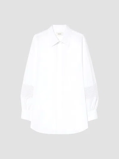 Marina Rinaldi Women's Cotton Poplin Shirt With Lace In White