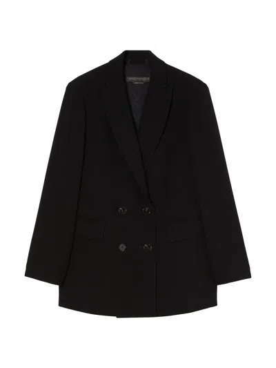 Marina Rinaldi Women's Double Breasted Cady Blazer Jacket In Black