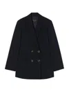Marina Rinaldi Fox Double Breasted Jacket In Blue