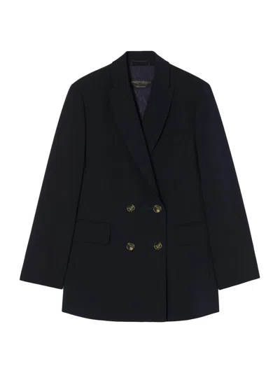 Marina Rinaldi Women's Double Breasted Cady Blazer Jacket In Blue